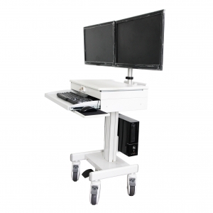 Mobile computing cart with Dual monitor Arm