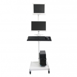Mobile Cart with two vertical mounted LCD Screen Monitors