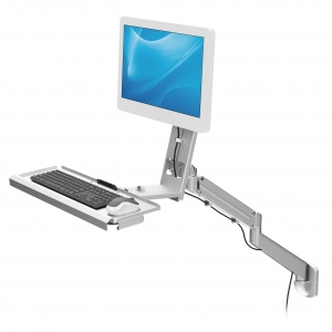 Wall Mounted Single Monitor Arm with Keyboard Tray(Gas Spring)