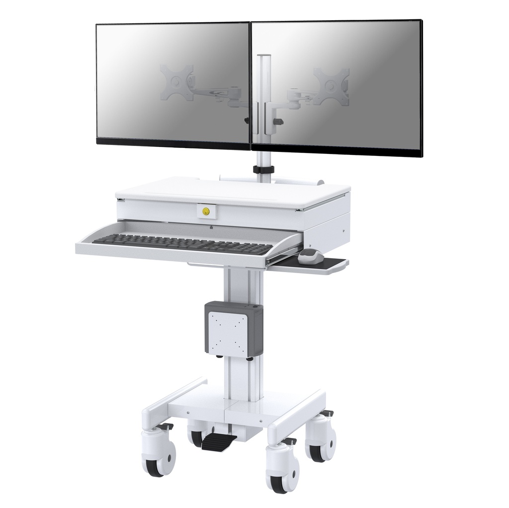 Mobile computing cart with Dual monitor Arm
