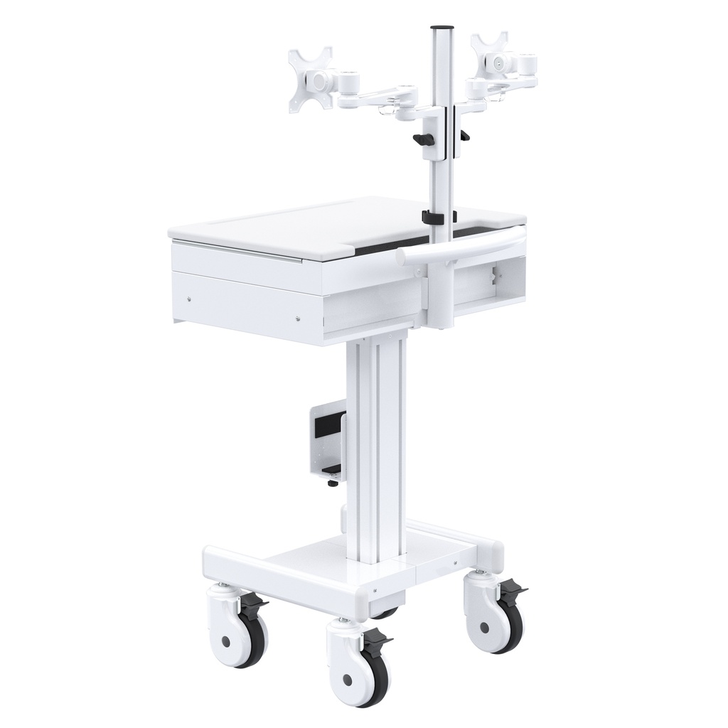 Mobile computing cart with Dual monitor Arm
