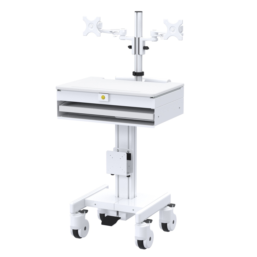 Mobile computing cart with Dual monitor Arm