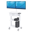 Lab Computer Cart with Dual Monitor Arm