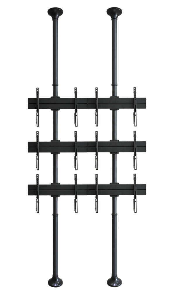 天井から床までのテレビマウント（2x3 サイドバイサイド）