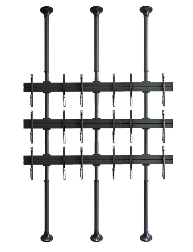 天井から床までのテレビマウント（3x3 サイドバイサイド）
