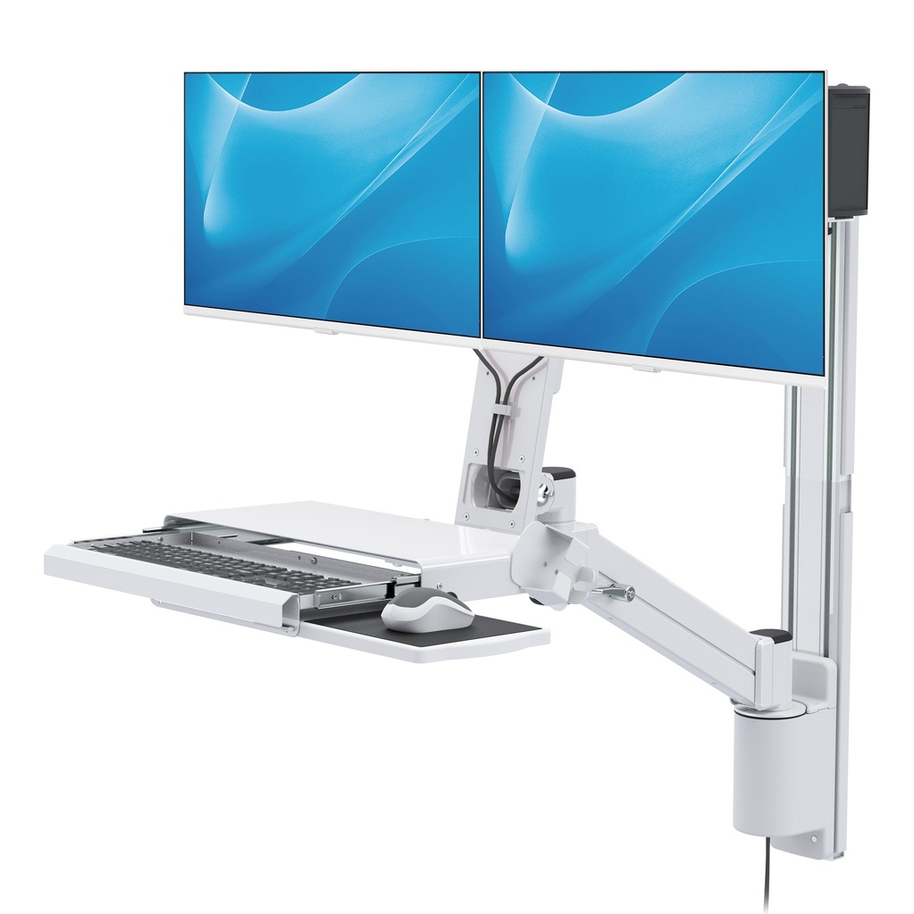 372CA Dual Monitor Wall Mount with Ergonomic Keyboard Tray by